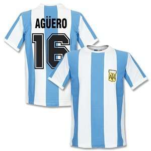    1978 Argentina Home Retro Shirt + Aguero 16