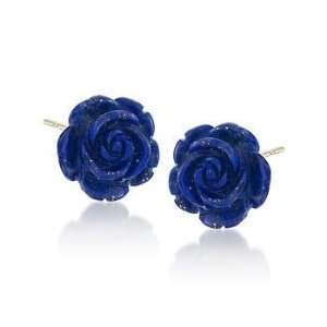    Blue Lapis Flower Stud Earrings In 14kt Yellow Gold Jewelry