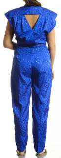 Vintage JC Penny JUMPSUIT pants suit Shiny Blue Polyester sz 9/10 