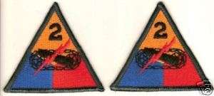 2ND ARMORED DIVISION PATCHES INSIGNIA 10/69 LOT OF 2  