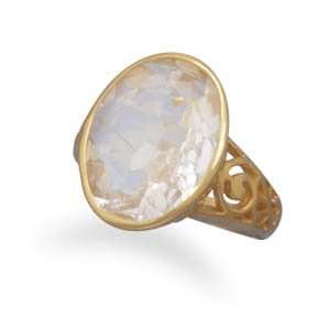   Silver White Quartz Ring   Size 9: West Coast Jewelry: Jewelry