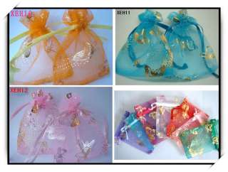 WHOLESALE BUTTERFLY ORGANZA JEWELRY GIFT BAGS 7x9cm XEH  