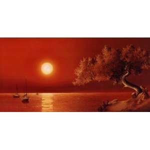  Sunset Light 5 Finest LAMINATED Print Leon Wells 39x20 