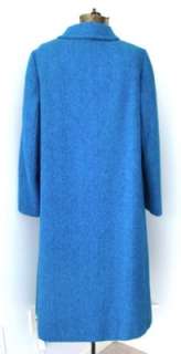 Vtg 50s 60s Vera Maxwell Bright Peacock Blue Chevron Wool Tweed Mad 