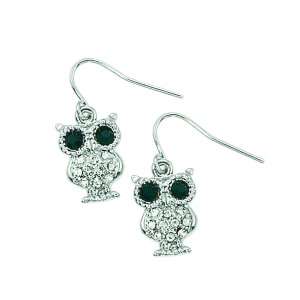   Rhinestone Mini Owl Earrings by World End Imports