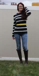 NWT~H&M~L.O.G.G.~Navy/White stripe sweater~Cotton~S/M~$25  