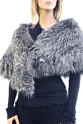   KUKUGAGA huge fox FUR boa wrap shrug jacket KU81 black & white in shop