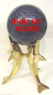 BUTW large 3 dolphin brass sphere display stand 8103  