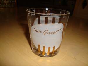 VINTAGE RARE OUR GUEST LIKES ON THE ROCKS GLASSES  