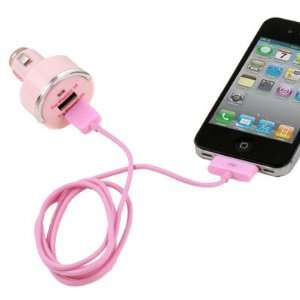   Dual 2 USB Ports Car Charger+iPod Cable for iPhone iPad: Electronics