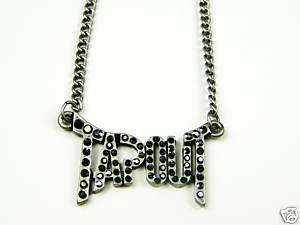 Tapout Silver Black Rhinestone Chain Necklace UFC MMA  