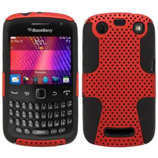 Blackberry Curve 9360/9350 Red/Black Hybrid silicone skin hard case 