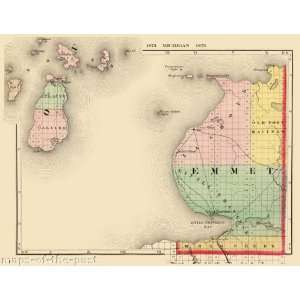  EMMET COUNTY MICHIGAN (MI) MAP 1873: Home & Kitchen