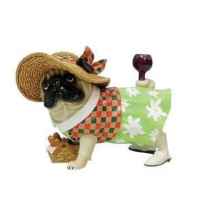  Summer Fun Picnic Wine Pug Breed Dog Puppy Figurine