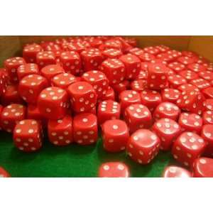    Standard 14mm 6 Sided Red Dice with White Pips Toys & Games