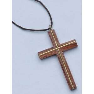  Club Pack Of 48 Wood & Brass Cross Pendant Necklaces: Home 
