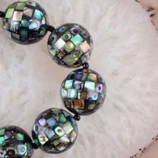 New 15X15MM Abalone Shell Round Ball Beads Necklace Gemstone 1 Strand 