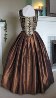 Renaissance Pirate Wench Steel Boned Bodice Corset Gown Dress Costume 