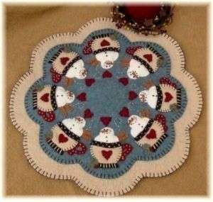Penny Rug/Candle Mat PATTERN SnOwMaN Cocoa Applique  