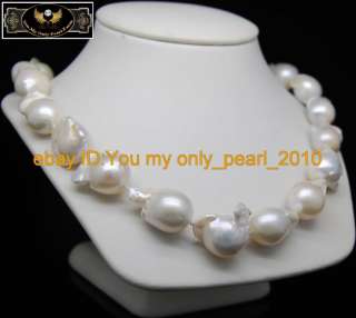 MP14K WG Natural abnormal shape white pearl necklaces  