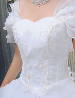 Ivory Chiffon Off Shoulder Wedding Dress w/ Train M XL  