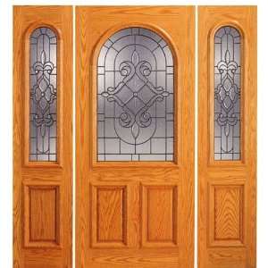   18x80 Solid Red Oak Entry Door with Triple Insulated Stained Glass