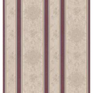   Rose IV Rose Scroll Cameo Stripe Wallpaper, 20.5 Inch by 396 Inch, Red