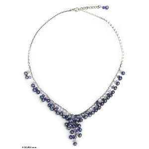  Purple Pearl and Amethyst Pendant Necklace, Violet 