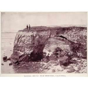  1893 Print Natural Bridge Monterey CA Rock Formation 