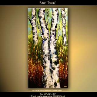   painting modern art IMPASTO palette knife BIRCH TREES OSNAT  