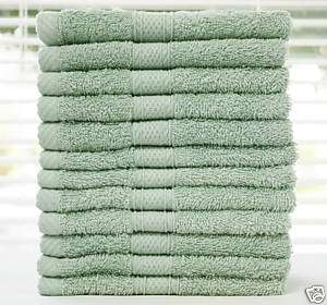 Lot 6 Solid Terry Washcloths Face Towel WHOLESALE Sage  