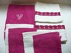 pc fair trade hand towel wash cloth mitt floral pink white cotton 