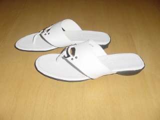 Vaneli Taw Ladies Tan or White Leather Thong Sandals  