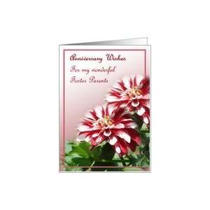 Foster parents Wedding Anniversary   Dahlia flowers Card