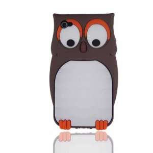  Brown Cute Owl Animal Silicone Case for Iphone 4 & 4S 