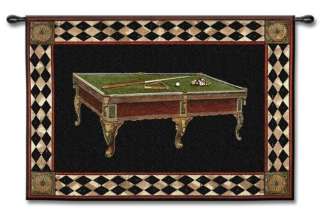 POOL TABLE BILLIARDS ROOM ART TAPESTRY WALL HANGING  
