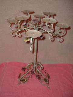 Iron Candle Stand Italian Tole Sculpture Candelabra Huge 25 Tall 17 