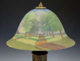 FINE C1910 SIGNED PAIRPOINT TABLE LAMP W/ REVERSE PAINTED SHADE NO 