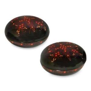  Lacquered wood boxes, Ruby Scintillation (pair): Home 