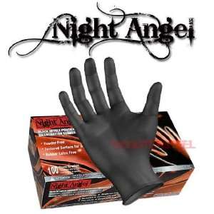  Night Angel   LARGE Powder Free BLACK Nitrile Gloves 