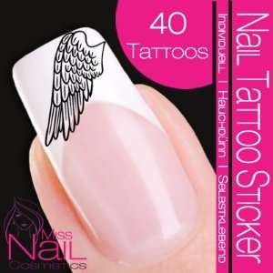  Nail Tattoo Sticker Wing / Angelwing   black: Beauty