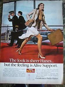   HANES Alive Pantyhose Hosiery Lady Running Airport Color Ad  