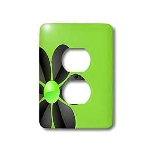  TNMGraphics Floral   Black Flower on Green   Light Switch 