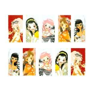  Anime Girls Full French Nail Water Decals Beauty