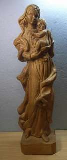 Vintage Wood Carved Madonna Virgin Mary with Child #BO  