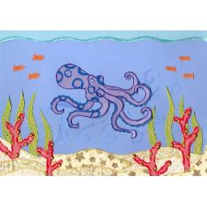  Blue Spotted Octopus Collage Canvas Art