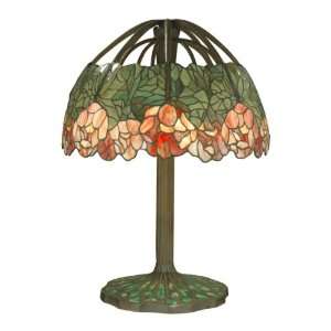   Table Lamp, Dark Antique Bronze and Art Glass Shade