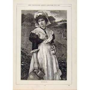  London Almanack Evangeline Portrait 1889 Antique Print 