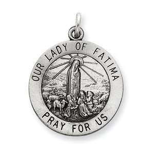  Silver Antiqued Our Lady of Fatima Medal Pendant   JewelryWeb: Jewelry