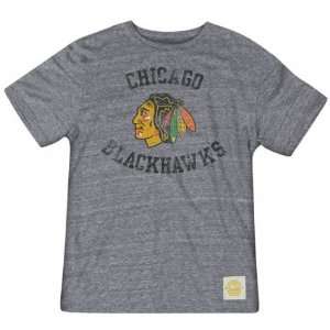Mens Chicago Blackhawks Ash Tri Blend Retro Sport Tshirt:  